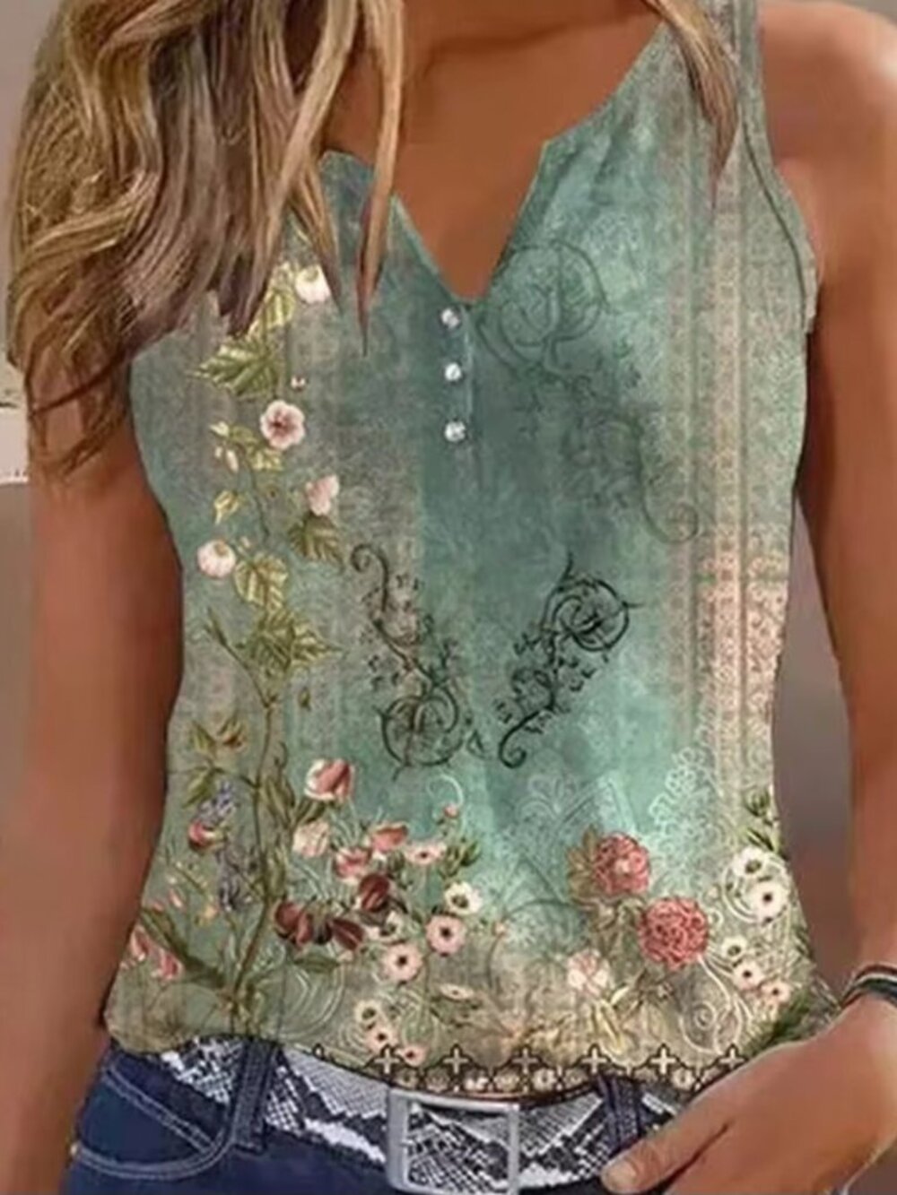 ChicMe Printed Sleeveless Tank Top Small
